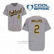 Camiseta Beisbol Hombre Oakland Athletics Tony Phillips 2 Gris Cool Base