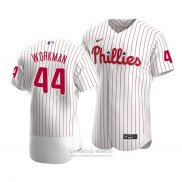 Camiseta Beisbol Hombre Philadelphia Phillies Brandon Workman Autentico Primera Blanco