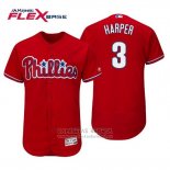 Camiseta Beisbol Hombre Philadelphia Phillies Bryce Harper Flex Base Autentico Collezione Alterno Rojo