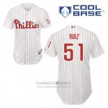 Camiseta Beisbol Hombre Philadelphia Phillies Carlos Ruiz 51 Blanco Primera Cool Base