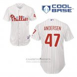 Camiseta Beisbol Hombre Philadelphia Phillies Larry Andersen 47 Blanco Primera Cool Base