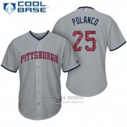 Camiseta Beisbol Hombre Pittsburgh Pirates 2017 Estrellas y Rayas Gregory Polanco Gris Cool Base