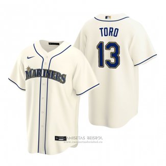 Camiseta Beisbol Hombre Seattle Mariners Abraham Toro Replica Alterno Crema