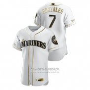 Camiseta Beisbol Hombre Seattle Mariners Marco Gonzales Golden Edition Autentico Blanco