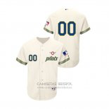 Camiseta Beisbol Hombre Seattle Mariners Personalizada Turn Back The Clock Autentico Cream