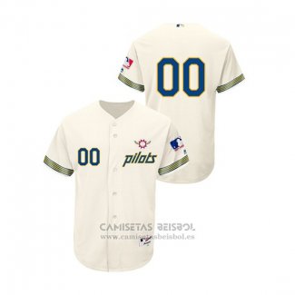 Camiseta Beisbol Hombre Seattle Mariners Personalizada Turn Back The Clock Autentico Cream