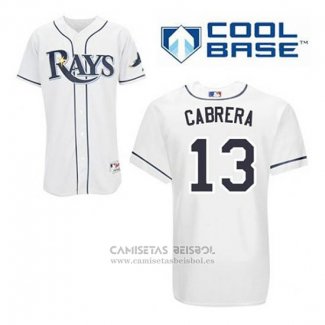 Camiseta Beisbol Hombre Tampa Bay Rays Asdrubal Cabrera 13 Blanco Primera Cool Base