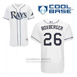 Camiseta Beisbol Hombre Tampa Bay Rays Brad Boxberger 26 Blanco Primera Cool Base