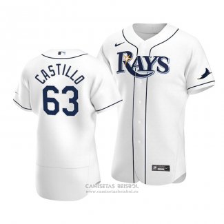 Camiseta Beisbol Hombre Tampa Bay Rays Diego Castillo Autentico Primera 2020 Blanco