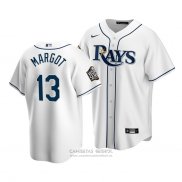 Camiseta Beisbol Hombre Tampa Bay Rays Manuel Margot Replica Primera 2020 Blanco