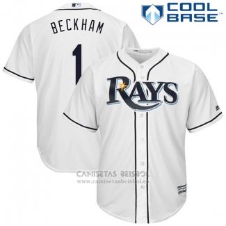 Camiseta Beisbol Hombre Tampa Bay Rays Tim Beckham Blanco Cool Base