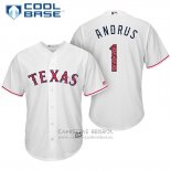 Camiseta Beisbol Hombre Texas Rangers 2017 Estrellas y Rayas Elvis Andrus Blanco Cool Base