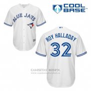 Camiseta Beisbol Hombre Toronto Blue Jays Roy Halladay 32 Blanco Primera Cool Base