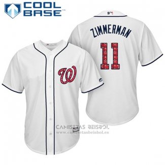 Camiseta Beisbol Hombre Washington Nationals 2017 Estrellas y Rayas Ryan Zimmerman Blanco Cool Base