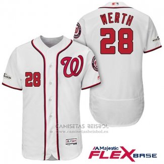 Camiseta Beisbol Hombre Washington Nationals 2017 Postemporada Jayson Werth Blanco Flex Base