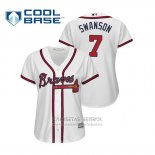Camiseta Beisbol Mujer Atlanta Braves Dansby Swanson Cool Base Primera 2019 Blanco