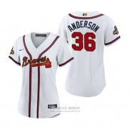 Camiseta Beisbol Mujer Atlanta Braves Ian Anderson 2022 Gold Program Replica Blanco