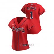 Camiseta Beisbol Mujer Atlanta Braves Ozzie Albies 2020 Replica Alterno Rojo