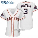 Camiseta Beisbol Mujer Houston Astros 2017 World Series Campeones Cameron Maybin Blanco Cool Base