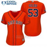 Camiseta Beisbol Mujer Houston Astros 2017 World Series Campeones Ken Giles Naranja Cool Base