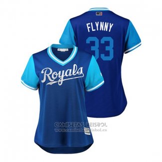 Camiseta Beisbol Mujer Kansas City Royals Brian Flynn 2018 LLWS Players Weekend Flynny Azul