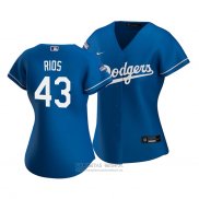 Camiseta Beisbol Mujer Los Angeles Dodgers Edwin Rios 2020 Alterno Replica Azul