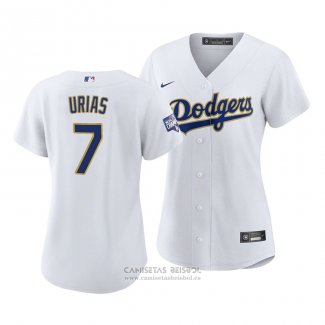 Camiseta Beisbol Mujer Los Angeles Dodgers Julio Urias 2021 Gold Program Replica Blanco