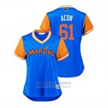 Camiseta Beisbol Mujer Miami Marlins Adam Conley 2018 LLWS Players Weekend Acon Azul