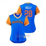 Camiseta Beisbol Mujer Miami Marlins Bryan Holaday 2018 LLWS Players Weekend Holly Azul