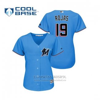 Camiseta Beisbol Mujer Miami Marlins Miguel Rojas Cool Base 2019 Azul