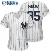 Camiseta Beisbol Mujer New York Yankees 2017 Postemporada Michael Pineda Blanco Cool Base
