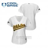 Camiseta Beisbol Mujer Oakland Athletics 2019 Postemporada Cool Base Blanco