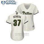 Camiseta Beisbol Mujer Philadelphia Phillies Odubel Herrera 2018 Dia de los Caidos Cool Base Crema