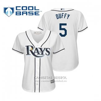 Camiseta Beisbol Mujer Tampa Bay Rays Matt Duffy Cool Base Primera 2019 Blanco