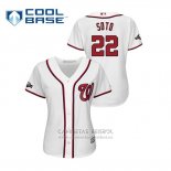 Camiseta Beisbol Mujer Washington Nationals Juan Soto 2019 Postemporada Cool Base Blanco