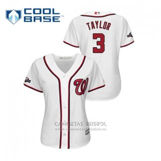 Camiseta Beisbol Mujer Washington Nationals Michael A. Taylor 2019 Postemporada Cool Base Blanco