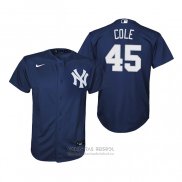 Camiseta Beisbol Nino New York Yankees Gerrit Cole Replica Alterno Azul