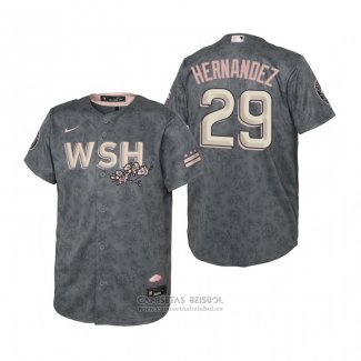 Camiseta Beisbol Nino Washington Nationals Yadiel Hernandez 2022 City Connect Replica Gris