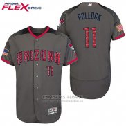 Camiseta Beisbol Hombre Arizona Diamondbacks 2017 Estrellas y Rayas 11 A.j. Pollock Gris Flex Base