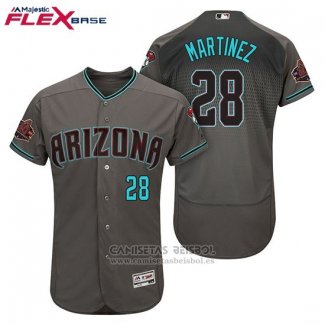 Camiseta Beisbol Hombre Arizona Diamondbacks 28 Jd Martinez Gris Verde Alterno Flex Base