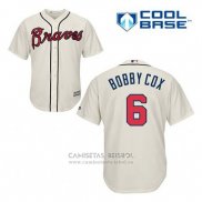 Camiseta Beisbol Hombre Atlanta Braves 6 Bobby Cox Crema Alterno Cool Base