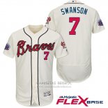 Camiseta Beisbol Hombre Atlanta Braves 7 Dansby Swanson Crema 2017 All Star Flex Base