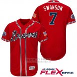 Camiseta Beisbol Hombre Atlanta Braves 7 Dansby Swanson Rojo 2017 All Star Flex Base