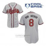 Camiseta Beisbol Hombre Atlanta Braves 8 Bob Uecker Gris Cool Base