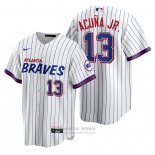 Camiseta Beisbol Hombre Atlanta Braves Ronald Acuna Jr. Replica 2021 City Connect Blanco