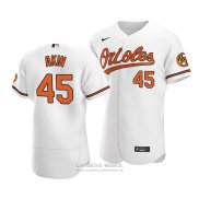 Camiseta Beisbol Hombre Baltimore Orioles Keegan Akin Autentico Primera 2020 Blanco