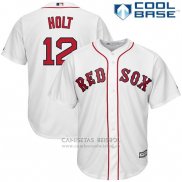 Camiseta Beisbol Hombre Boston Red Sox 12 Brock Holt Blanco Cool Base