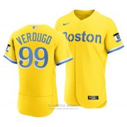 Camiseta Beisbol Hombre Boston Red Sox Alex Verdugo 2021 City Connect Autentico Oro