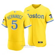 Camiseta Beisbol Hombre Boston Red Sox Enrique Hernandez 2021 City Connect Autentico Oro