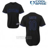 Camiseta Beisbol Hombre Chicago Cubs 10 Ron Santo Negro Fashion Cool Base